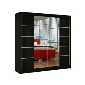 Šatní skříň BASTI V šířka 200 cm - černá