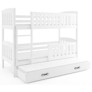 Dětská patrová postel KUBUS s výsuvnou postelí 90x200 cm - bílá Bílá