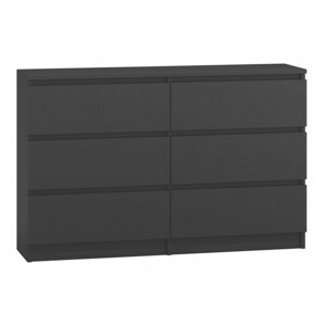 Komoda Malva 6 zásuvek 120 - černá