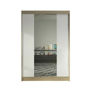 Šatní skříň LINO II šířka 120 cm - dub sonoma/bílá