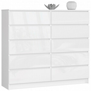 Komoda K140 10SZ bílá lesk