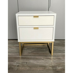 Noční stolek DUO - bílá/zlatá