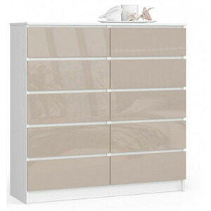 Komoda K120 10SZ cappuccino lesk bílá