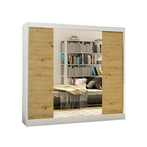 Šatní skříň BASTI II šířka 200 cm - bílá/dub artisan