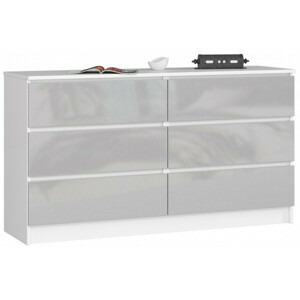 Komoda K120 6SZ CLP-bílá/metalic