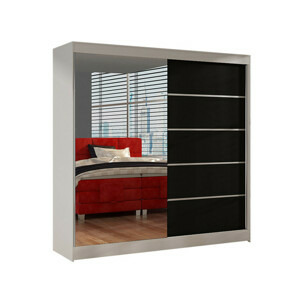 Šatní skříň BASTI III šířka 200 cm - bílá/černá