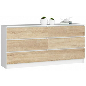 Komoda K160 6SZ bílá/sonoma