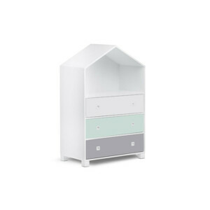 Regál MIRUM domeček -bílá/mátová