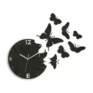 ModernClock 3D nalepovací hodiny Butterfly wenge