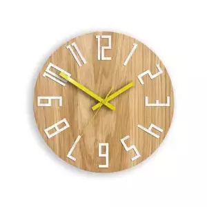 ModernClock Nástenné hodiny Slim hnedo-žlté