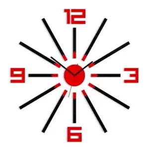 ModernClock 3D nalepovacie hodiny Sheen čierno-červené