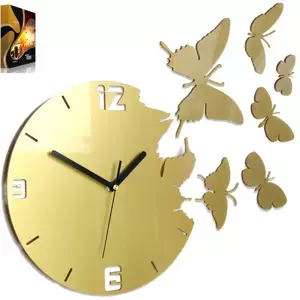 ModernClock 3D nalepovacie hodiny Butterfly zlaté