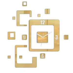 ModernClock 3D nalepovacie hodiny Trio Quadrat zlaté