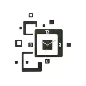 ModernClock 3D nalepovacie hodiny Trio Quadrat čierne