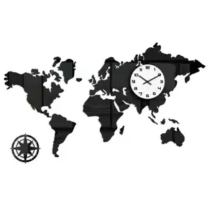 ModernClock 3D nalepovacie hodiny Continents čierno-biele