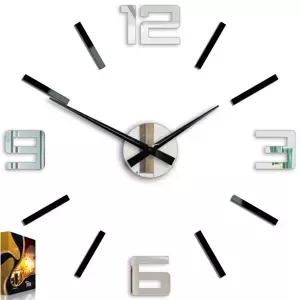 ModernClock 3D nalepovacie hodiny strieborné XL
