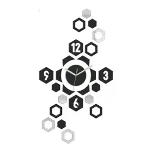 ModernClock 3D nalepovacie hodiny Hexagon wenge