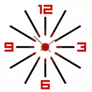 ModernClock 3D nalepovacie hodiny Big Sheen čierno-červené