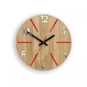 ModernClock Nástenné hodiny Aksel Wood červeno-zrkadlové