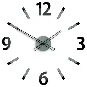 ModernClock 3D nalepovacie hodiny Will sivo-čierne