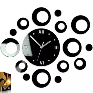 ModernClock 3D nalepovacie hodiny Rings čierne