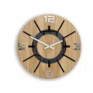 ModernClock Nástenné hodiny Aksel Wood čierno-zrkadlové
