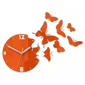 ModernClock 3D nalepovacie hodiny Butterfly oranžové