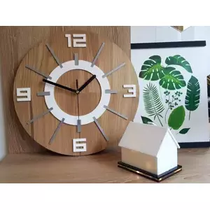 ModernClock Nástěnné hodiny Allan Wood hnědo-bílé