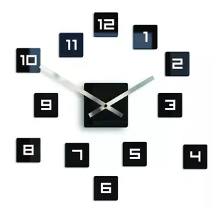 ModernClock 3D nalepovacie hodiny Cube čierne