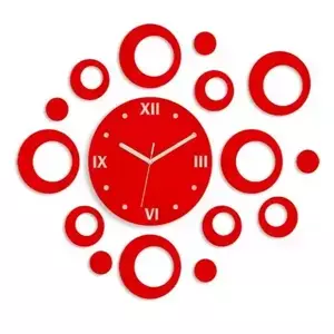 ModernClock 3D nalepovacie hodiny Rings červené