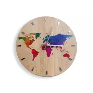 ModernClock Nástenné hodiny World Wood hnedé