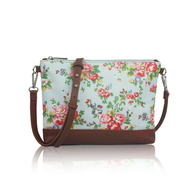 Kabelka Small Crossbody Vintage Flowers - světle modrá