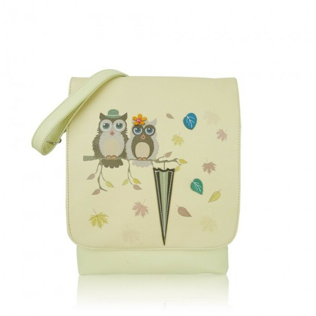 Kabelka Owl Love crossbody - světlé - krémová