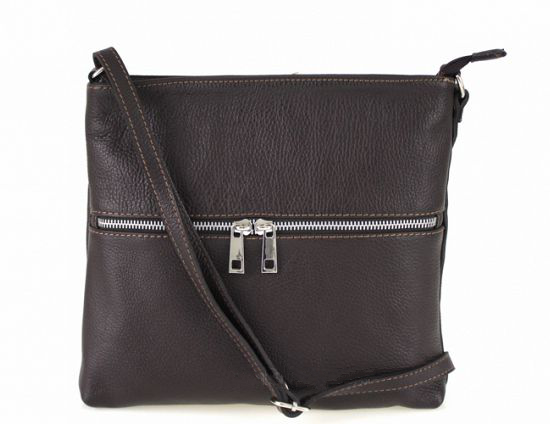 Kabelka Florenc Crossbody kožená - tmavě hnědá