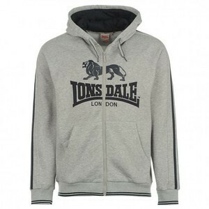 Pánská mikina Lonsdale 2 Stripe Large Logo - XL - šedá