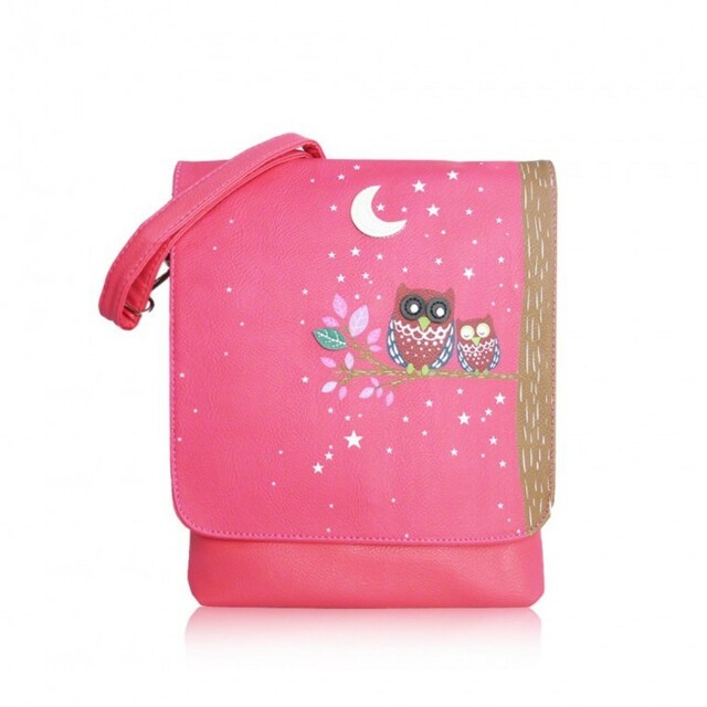 Kabelka Owl Moon crossbody - růžová - růžová