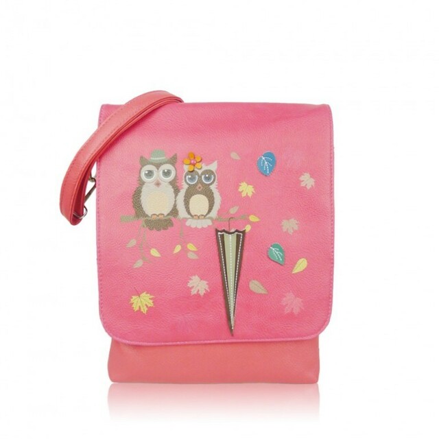 Kabelka Owl Love crossbody - fuchsiová - růžová
