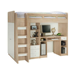 Carryhome VYVÝŠENÁ POSTEĽ, 90/200 cm biela, farba duba