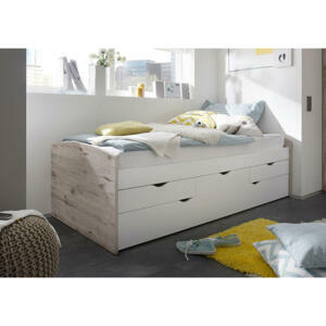 Carryhome VÝSUVNÁ POSTEĽ, 90-180/200 cm biela, prírodná farba