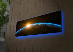 ASIR Nástěnný obraz s led osvětlením ZEMĚKOULE 90 x 30 cm plátno