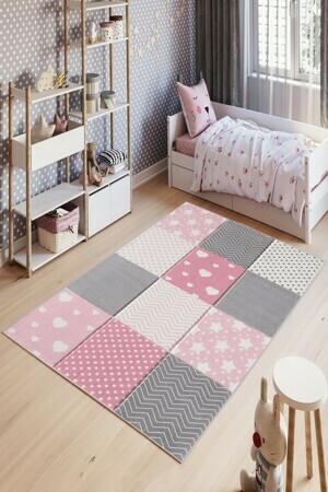 ASIR Dětský koberec (100 x 200 cm) W1019 růžový a šedý