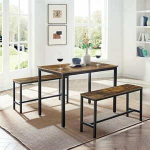 VASAGLE Jídelní stůl se dvěma lavicemi 110 x 75 x 70 cm