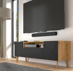 BIM Televizní stolek LUXI 160, dub artisan/černý mat