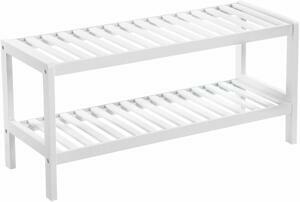 SONGMICS Bambusový botník 2 police bílý 70x33 cm