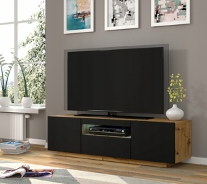 BIM Televizní stolek AURA 150 cm univerzální dub artisan, černý mat