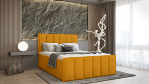 SFAB Kontinentální čalouněná postel VERONA (180x200 cm) Látka Velutto: Velutto 08 - Hořčicová