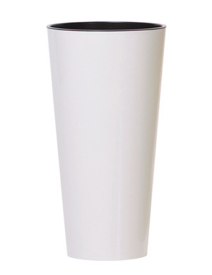PRO Květináč TUBUS SLIM + vklad bílý lesk 30cm