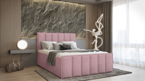 SFAB Kontinentální čalouněná postel VERONA (180x200 cm) Látka Velutto: Velutto 14 - Růžová