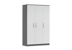 IDZ Šatní skříň SMYK II 3D 19, 120 cm Bílá + Grafit / Barevné úchytky Barva: Bílá