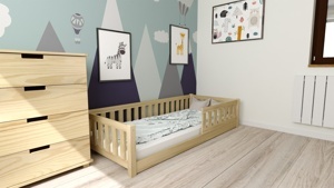 GRZ Dětská postel MONTESSORI 160 x 80 cm, Přírodní ROŠT V CENĚ